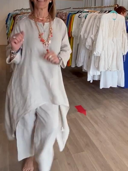 💕 Women's Solid Color Linen Casual Suit