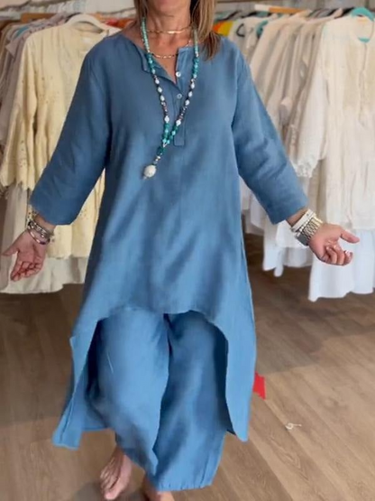 💕 Women's Solid Color Linen Casual Suit